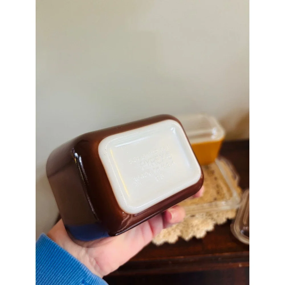 Vintage Pyrex Old Orchard Refrigerator Set 7 piece with clear trailing platter